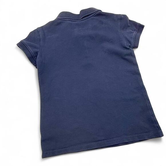 United Colors of Benetton Girls Polo Shirt Navy Preppy Uniform Classic 6-7 120cm - Picture 4 of 6
